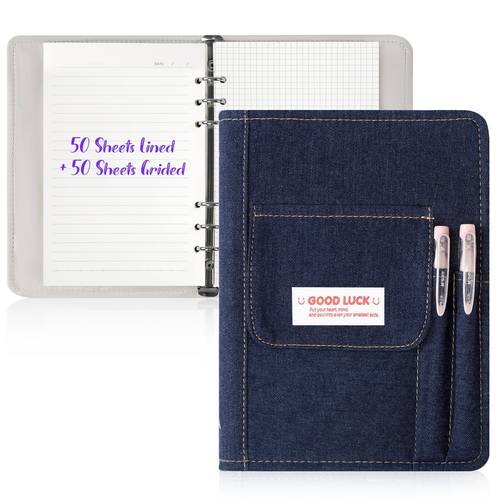 a5 cowboy cloth diary notebook with soft cover reusable loose leaf pages vintage american denim journal notebook checkered design ideal gift for school stationary enthusiasts