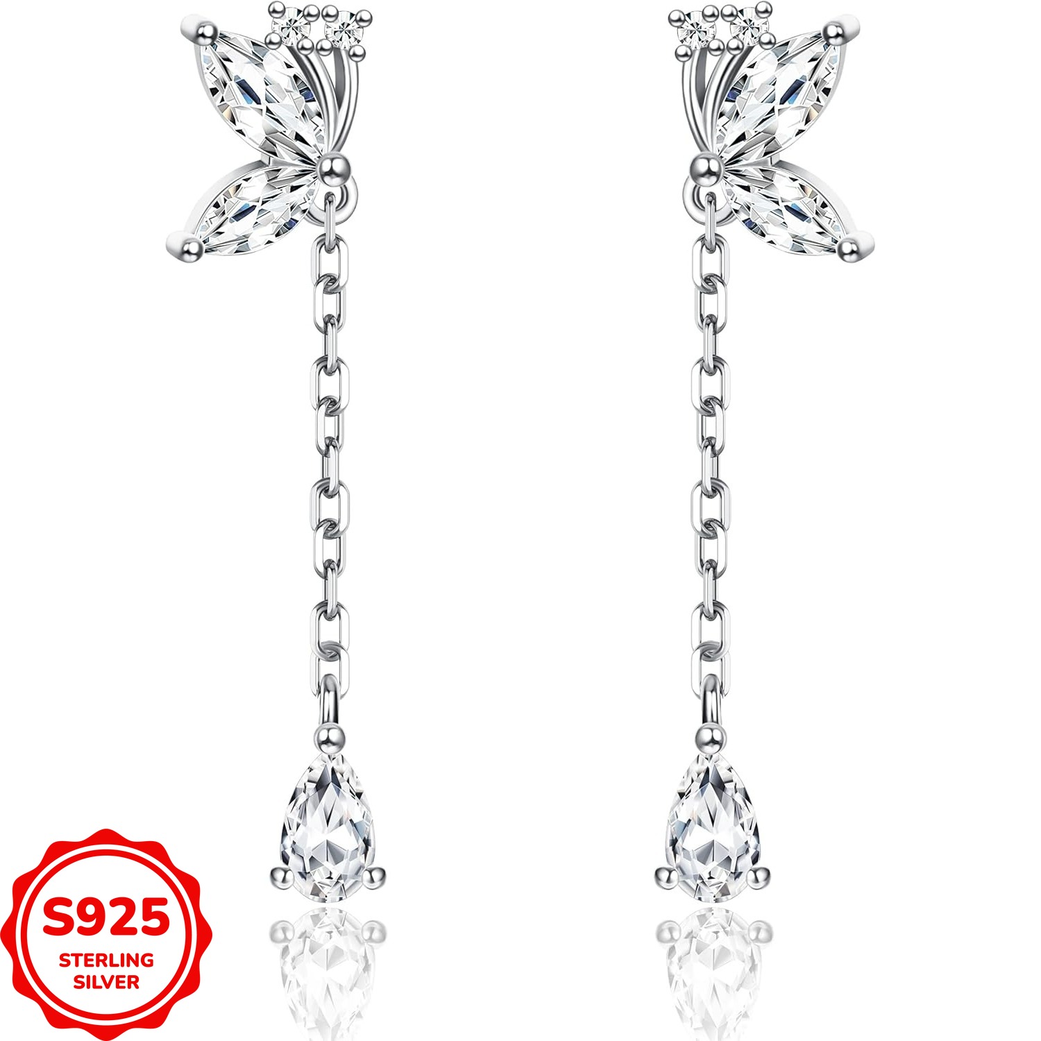 Image of A Pair Of Small Earrings Made Of 925 Sterling Silver, Weighing 1.6 Grams Or 0.06 Ounces, Designed For Women