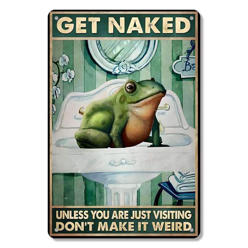 

1pc Vintage Frog Bathroom Humor Metal Sign, 8x12 Inch Aluminum , Multipurpose Retro Decor For Home, Bar, Cafe, No Electricity Needed, Easy Mounting With Affix Screws Or Zip Ties