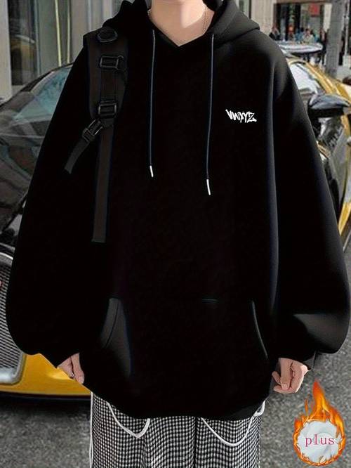 mens autumn printed lined hooded sweatshirt versatile sporty casual loose fit hooded sweatshirt xz063 s