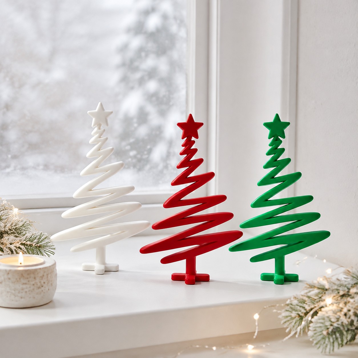 TEMU 3pcs Set Minimalist Christmas Tree Ornaments, Modern Geometric Desktop Decor For Living Room, Entryway, Hallway, Office, Dining Table, Christmas