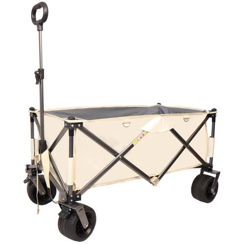 folding wagon heavy duty utility beach wagon cart for sand with adjustable handleanddrink holders for shopping and outdoor