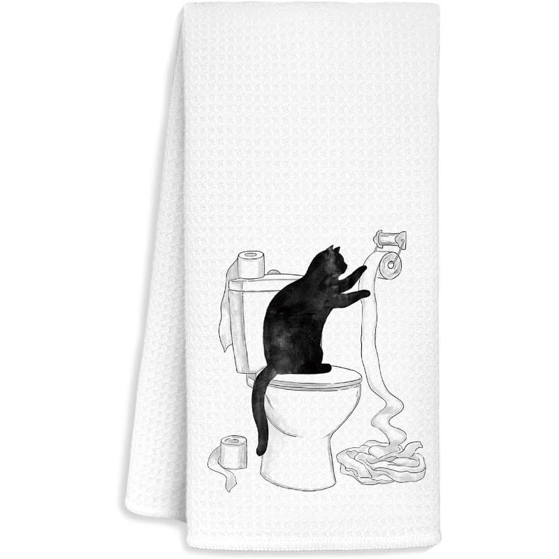 

1pc 18*26inch -themed Hand Towels For The Bathroom, Featuring Black Cat Designs, Perfect Gifts For Love Cats, Ideal For Cat Enthusiasts, And Great Decor For Cat-themed Bathrooms.