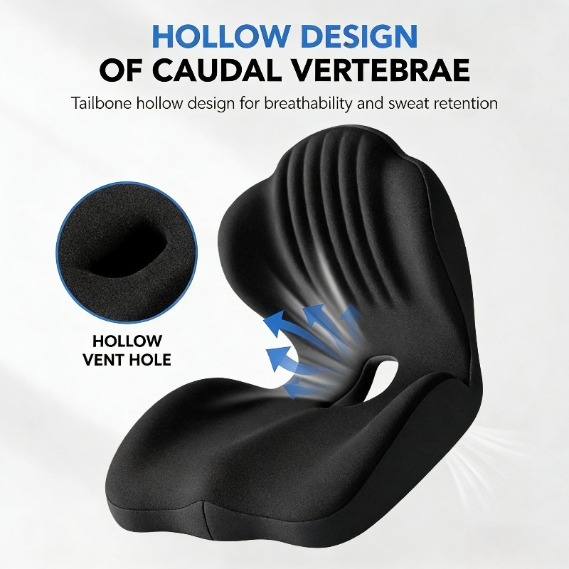 Ergonomic Memory Foam Seat Cushion with Lumbar and Back Support, Office Chair Cushion, Stool Cushion, Car Seat Cushion, Relieves Back Pain, Reduces Pressure, Perfect Gift for Parents and Friends