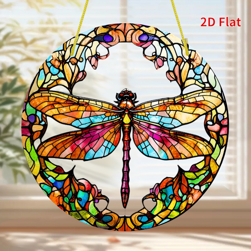 TEMU 2d Flat, 1pc 1pcs Dragonfly Window Hanger & Wall Decor - Retro Acrylic Catcher Suitable For Walls, Country Style Suitable For Living Room,