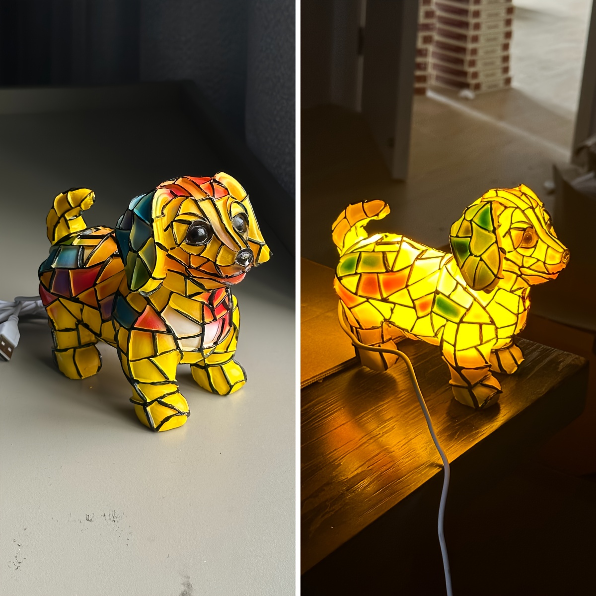 TEMU Cute Dachshund Led Night Light - Resin Craft Sculpture Wall Decoration, Usb Powered Decor, Gift For Pet Lovers, Lighting, Valentine's Day Gift