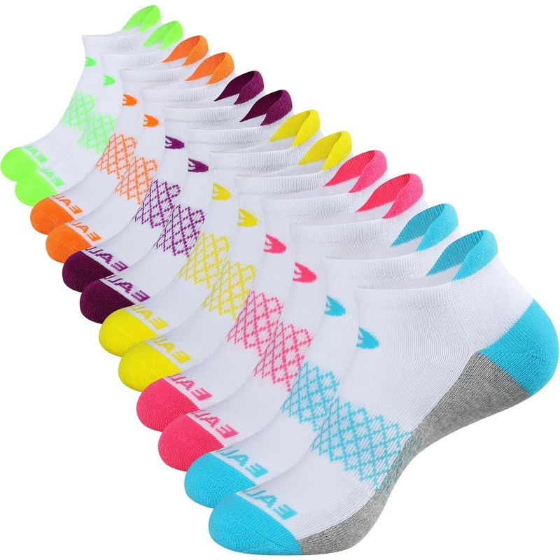 TEMU Womens Ankle Socks 6 Pairs Running Athletic Cushioned Sole Socks