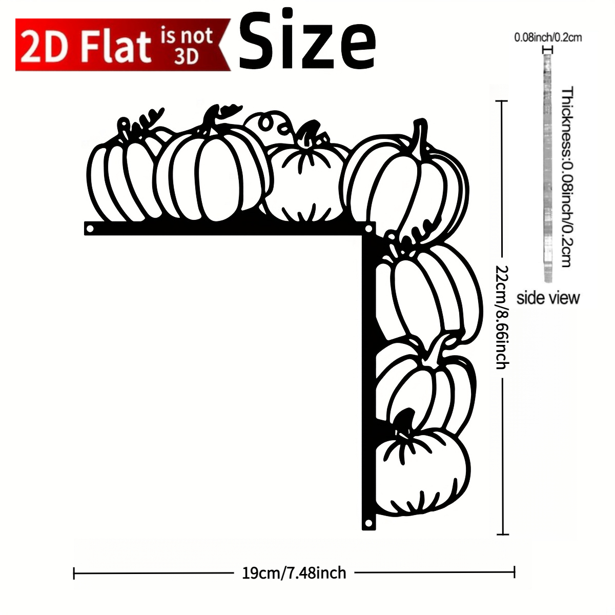 TEMU 2D Flach, . Kürbis Acryl Schild | Dekorative Türkrone und Eck-Wandbehang, einfach zu montieren, für Feiertage und Raumdeko