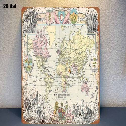 item picture 1pc map wall decor vintage retro iron sign suitable for bar garage garden decoration historical colonial themed with british territories outdoor decorationdecorative sign plaque