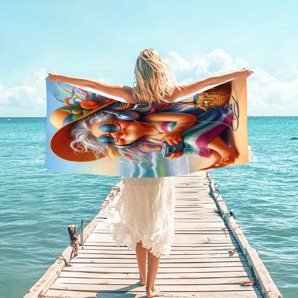 Grannies Pattern Beach Towel Soft Lightweight For Holiday Summer_voghion.com