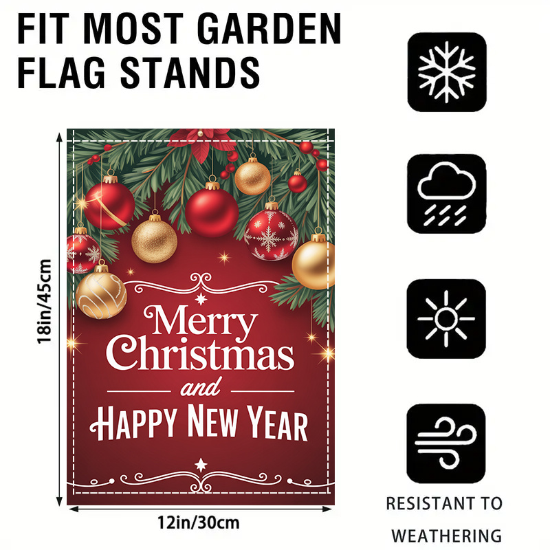 TEMU 2d Flat, 2d Flat 1pc, Christmas Ornaments And Greeting, Double-sided, Washable, Multi-functional Festive Yard Decoration Flag, No Electricity