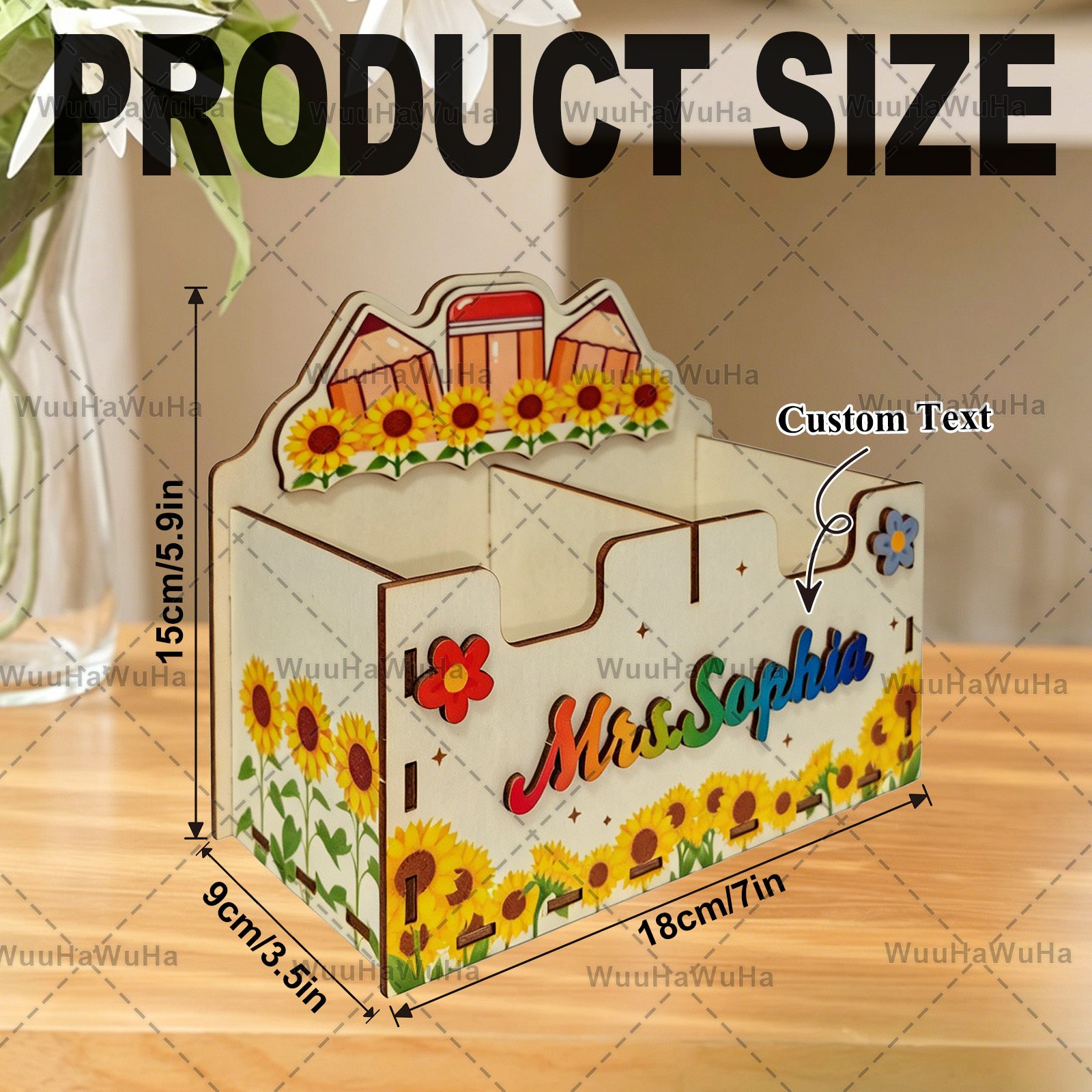 TEMU 1pc Personalized Custom Name Teacher Desktop Organizer, Pencil Pattern Classroom Decoration Pen Holder. Suitable For Classroom Desktop Storage
