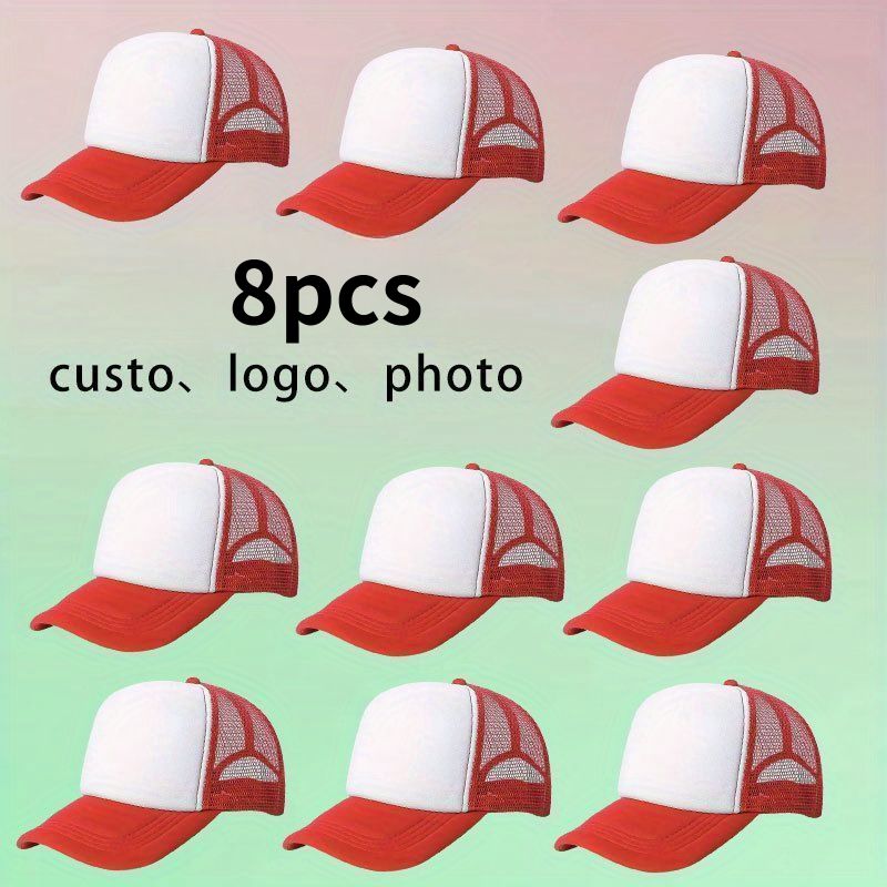 8pcs Personalized Custom Baseball Caps with Adjustable Size