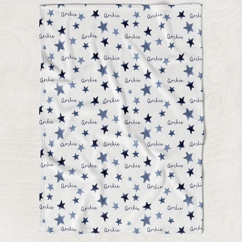 TEMU 1pc Custom Name Navy Flannel Blanket, Suitable For Sofa, Travel, Camping, Living Room, Office - Personalized Warm Gift For