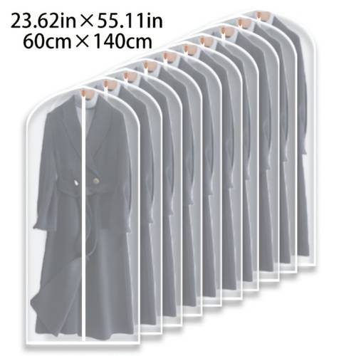 10pcs set xxl translucent clothing storage bag with zipper large hanging waterproof clothing storage bag extended dress dust cover household wardrobe clothing finishing bag suitable for long skirts coats formal jackets
