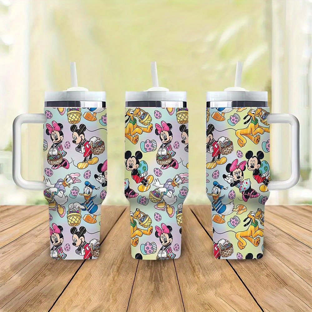 

1pc, 40oz Valentine's Day Easter With Lid And Straw Disney Mouse Stainless Steel Travel Mug, Car Cup, Vacuum Water Bottle For Gifts Party , Large-capacity Sports Water Bottle