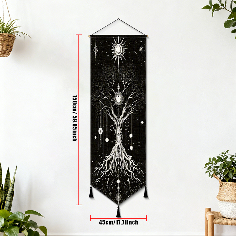 TEMU 1pc Linen Tapestry With 2d Flat Print, Featuring A Mysterious , Suitable For Hanging Above Beds, As A Backdrop For Living Room Sofas, Or As Wall