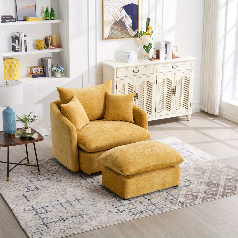 46 w upholstered oversized swivel accent chair ottoman 37 Temu