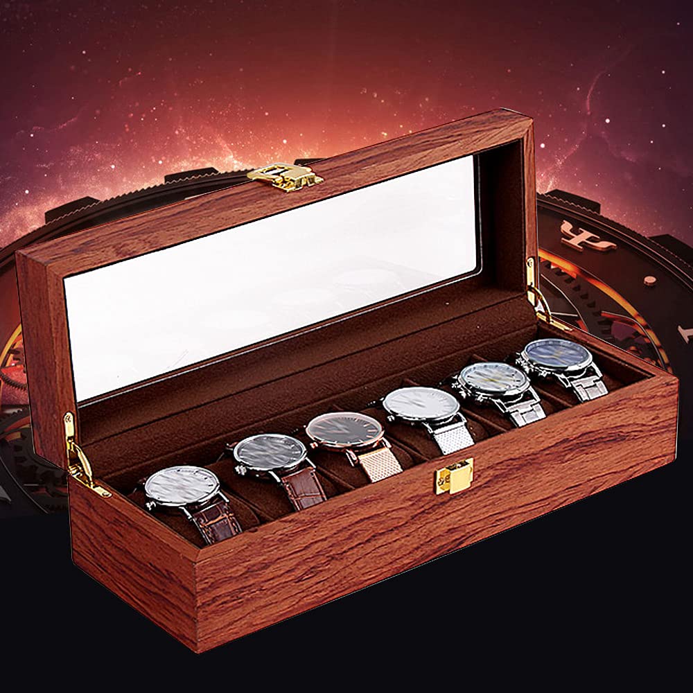 6/10/12 Slot Watch Box, Wooden Watch Box, Display Organizer, Storage Display Wristwatch Box, Wooden Display Organizer, Wooden Jewelry Storage With Glass Top, For Storing Watches