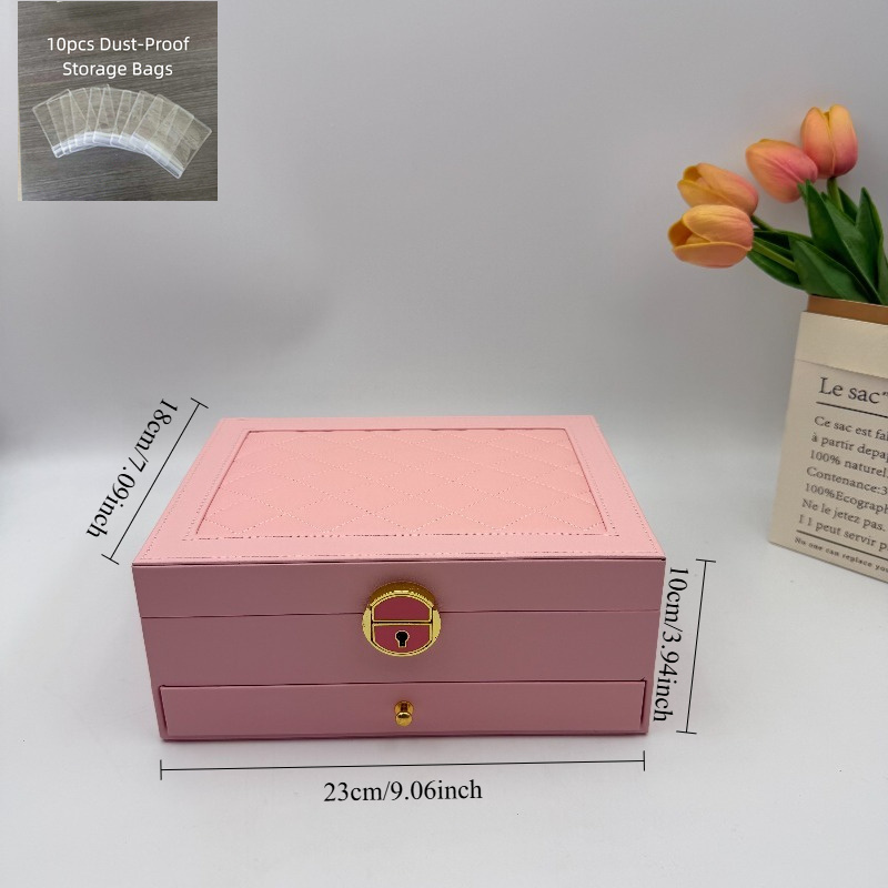 Large Capacity Lockable Jewelry Box, Multi-Drawer Jewelry Box, Multi-Functional Jewelry Display Case, Jewelry Storage Box, Ring Necklace Bracelet Organizer, Gift for Women, Holiday Gift, Back-to-School Gift, Opening School Season Gift