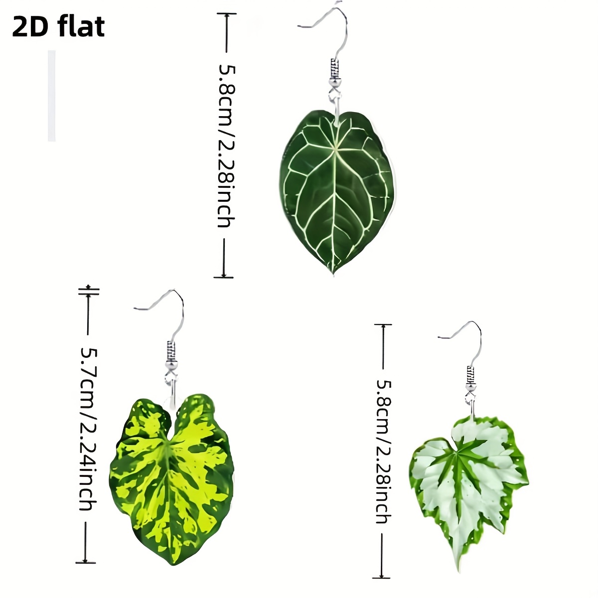 TEMU 2d Flat - [2d Flat] 3 Pairs Tropical Leaf Earrings, Realistic Plant Leaf Elements, Bohemian Style Jewelry. Ideal Gift For , Women, And Fresh