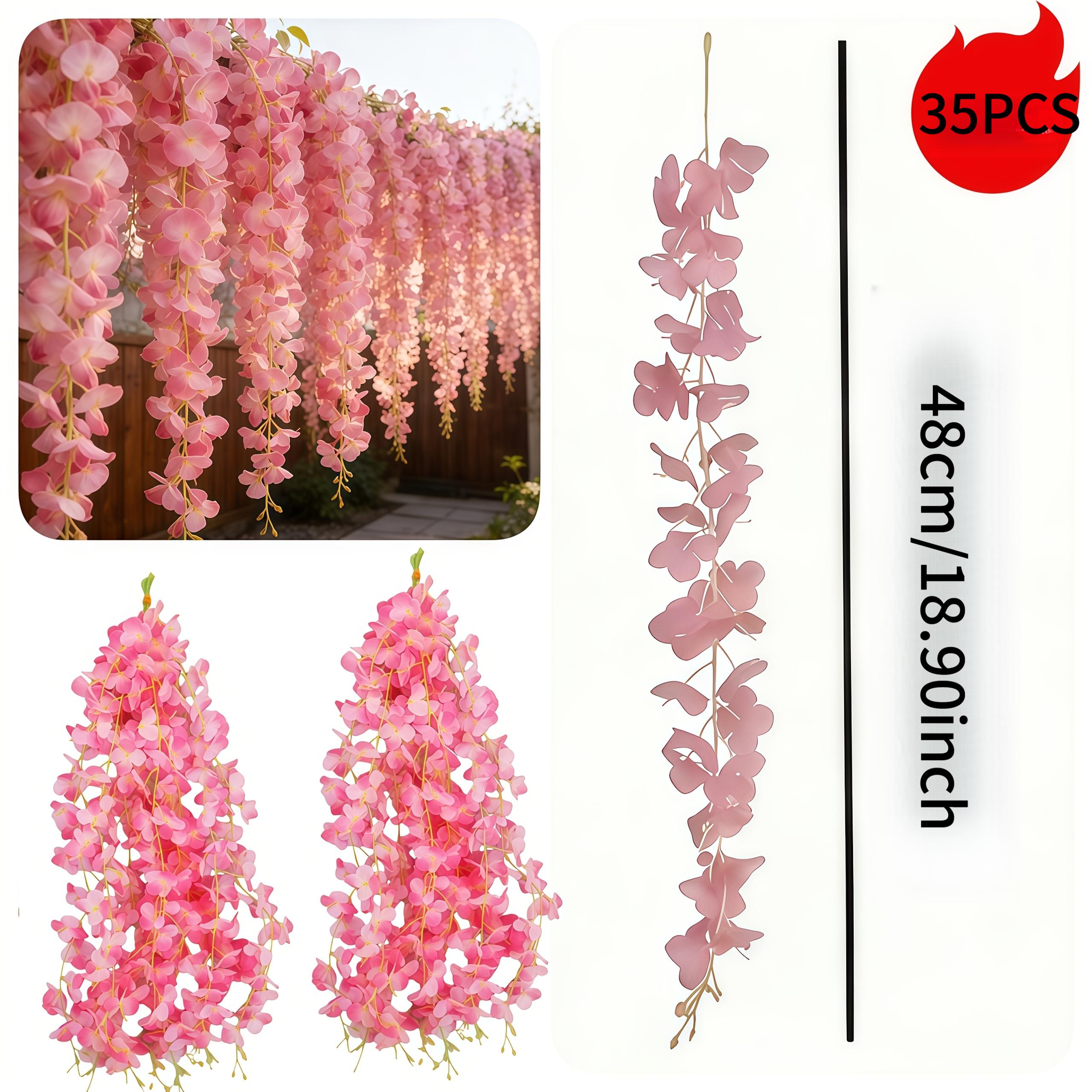TEMU 35pcs Pack Luxury Artificial Wisteria Garland With Realistic Fake Flowers & Vines - Suitable For Wedding Arch, Valentine's Day Decorations,