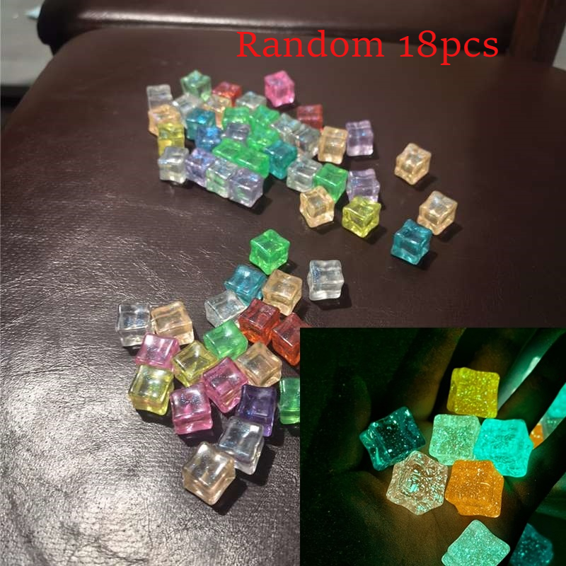 TEMU 18pcs Set Of Glow In The Dark Resin Ice Cubes In Random Colors, Luminous Decorative Stones For Aquariums, Fish Tanks, Flower Pots, Vase Fillers,