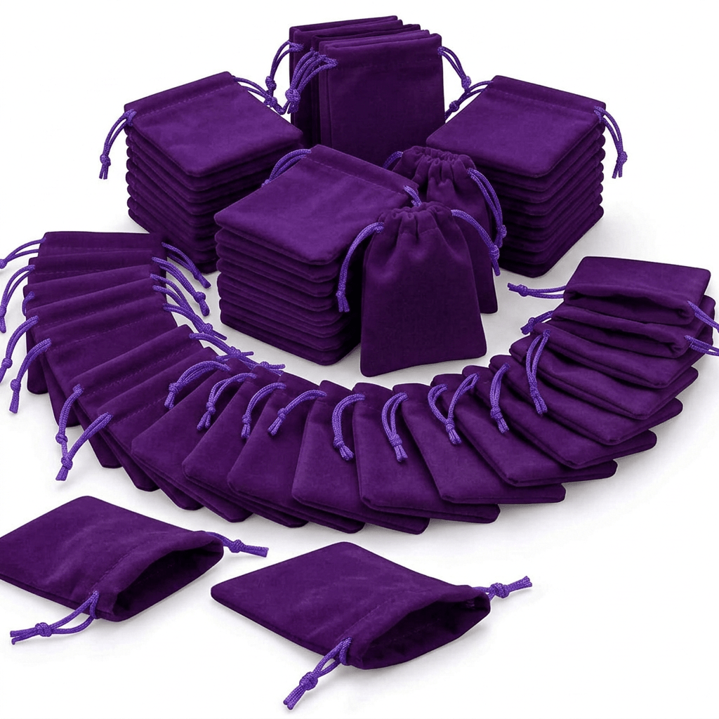 TEMU Lot de 30 sacs à cordon en velours violet luxueux, parfaits pour de mariage, les sacs à bijoux, le rangement de voyage et de fête. Sacs cadeaux