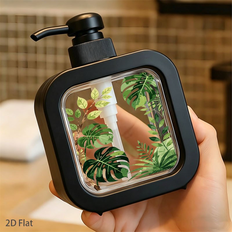 TEMU 1pc Home Kitchen And Bathroom Creative Dispenser, Press-type Pump - Light And Dark Green Plant Leaves, Full Of Atmosphere, Fresh Feeling