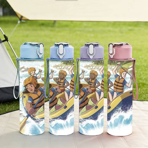 1 adet şişme sal tasarımlı 750ml/26oz renkli plastik spor su şişesi, canlı baskılı tasarım, sızdırmaz açılır kapanır kapaklı, açık hava sporları, koşu, rafting, kampçılık i̇çin uygun, doğum günleri, sevgililer günü, nisan balığı günü, paskalya i̇çin i̇deal hediye