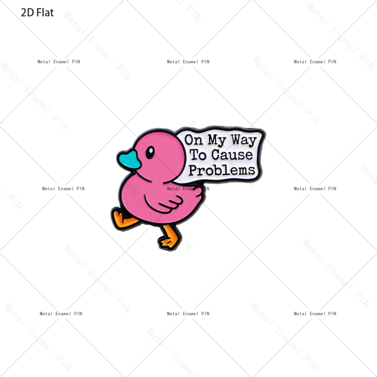 TEMU 2d Flat, 2d Flat " To Cause Problems" Duck Quote Lapel Pin, Enamel Pins And Brooches, Badge Pins For Backpacks, Bags, Cool Backpack Decoration,