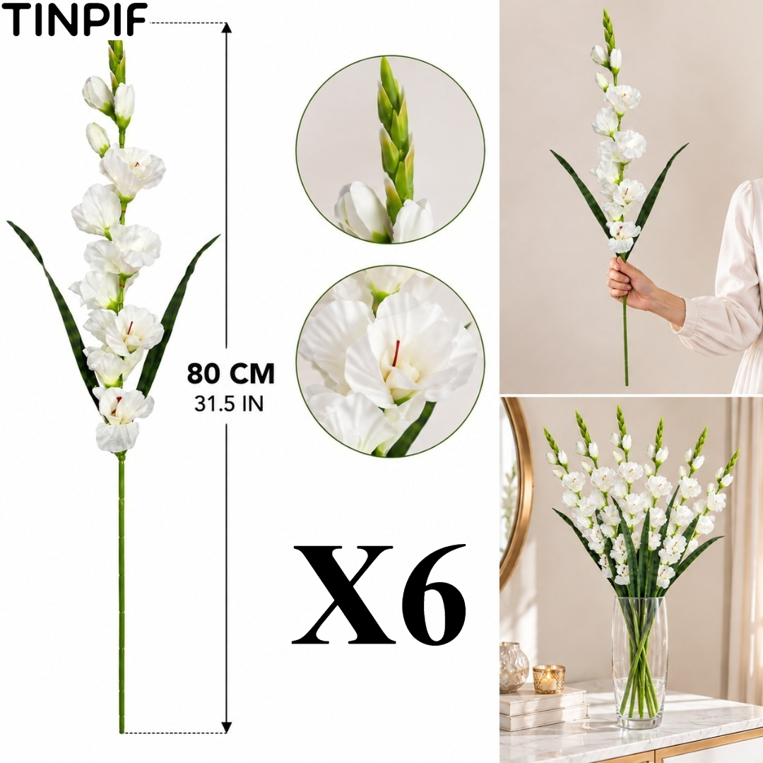 TEMU 6 pezzi Fiori Artificiali di , Lunghi 80 cm, Fiori Realistici, Ornamento per Composizione in Vaso per Soggiorno, Tavolo da , , Camera da Letto,