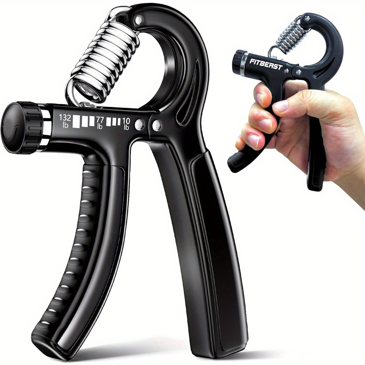 adjustable hand grip strengthener 10 132 lbs     with extended handles 2 inch grip ideal for athletes physical   black strength training gear sleek metallic   durable construction Product details 5