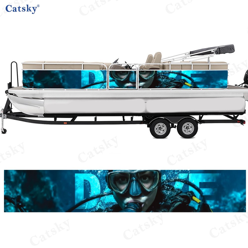 Deep Sea Diving Boat Stickers, 2pcs