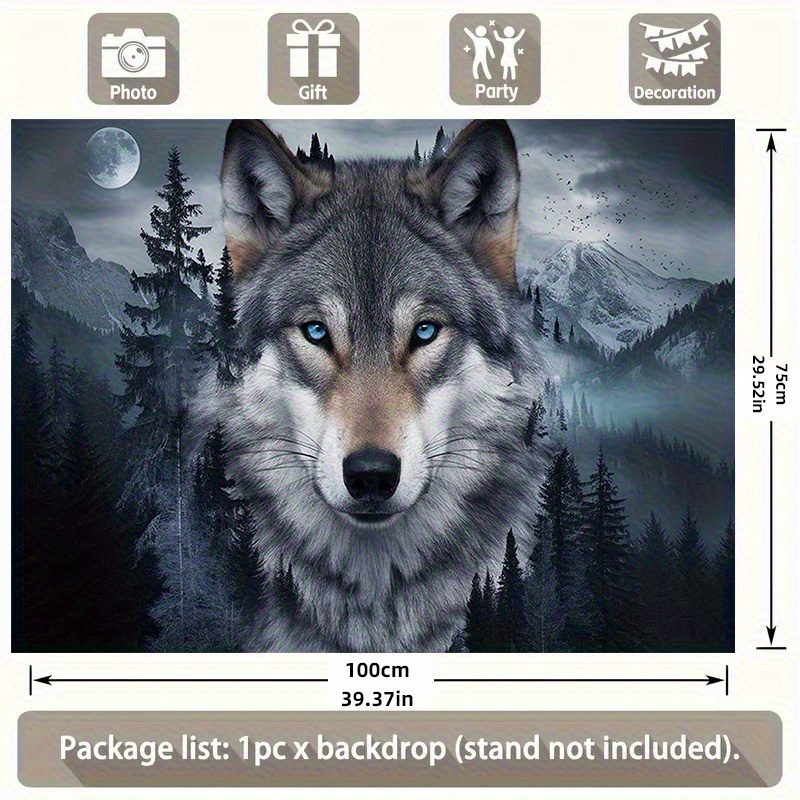 TEMU 1pc, Mysterious Forest Wolf Flag, Home Decor, Wall Art, Party Supplies And Gifts, Wall Decoration,halloween Christmas Decor