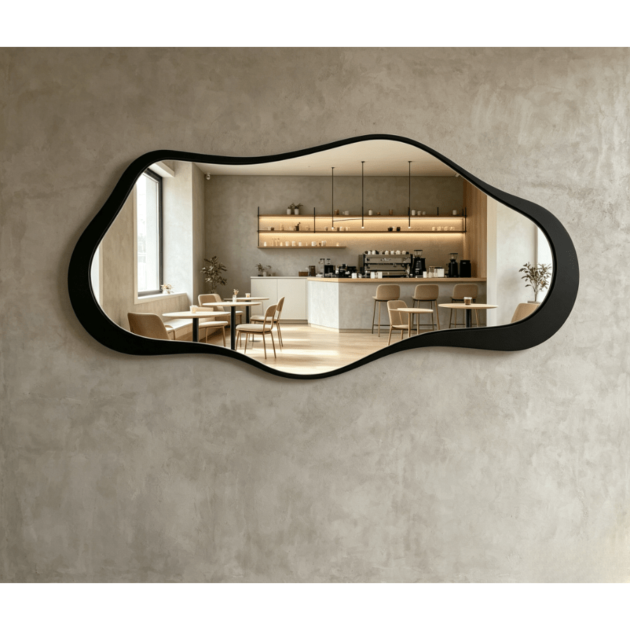 Irregular Cloud-Shaped Wooden Frame Wall-Mounted Makeup Mirror