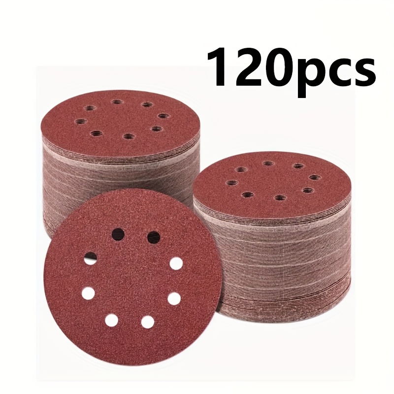 TEMU 120-Pack 12.7cm Ronde Schuurschijven | 8-Gats Ontwerp, Medium 60-1000, Aluminiumoxide, Geschikt voor Haakse Slijpers en Schuurmachines