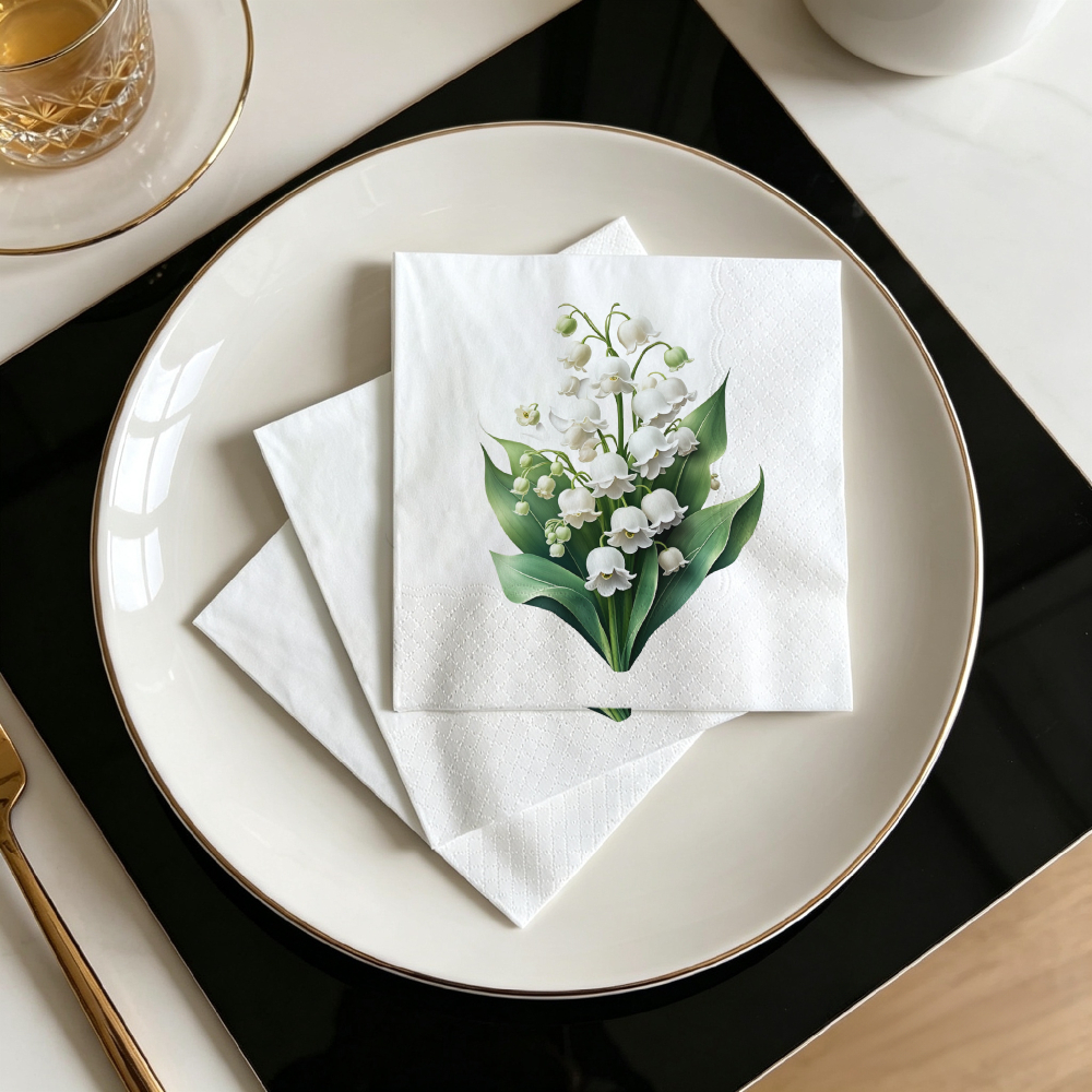 TEMU 20pcs Set Of Artistic Printed Napkins Employees Everyone Brothers Family Of Valley Flowers Dessert Display Base Memory Jar Liner Birthday Dinner