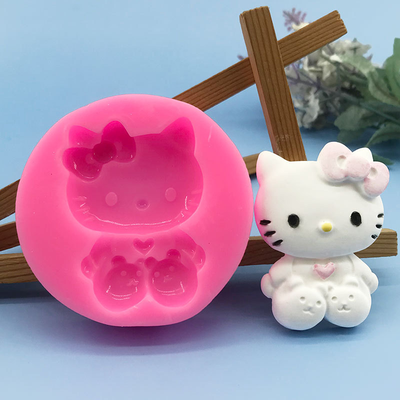 Official Soap Making Mold! Hello Kitty Silicone Mold, Three-dimensional Cartoon Hello Kitty Shape, Suitable For Diy And Decoration