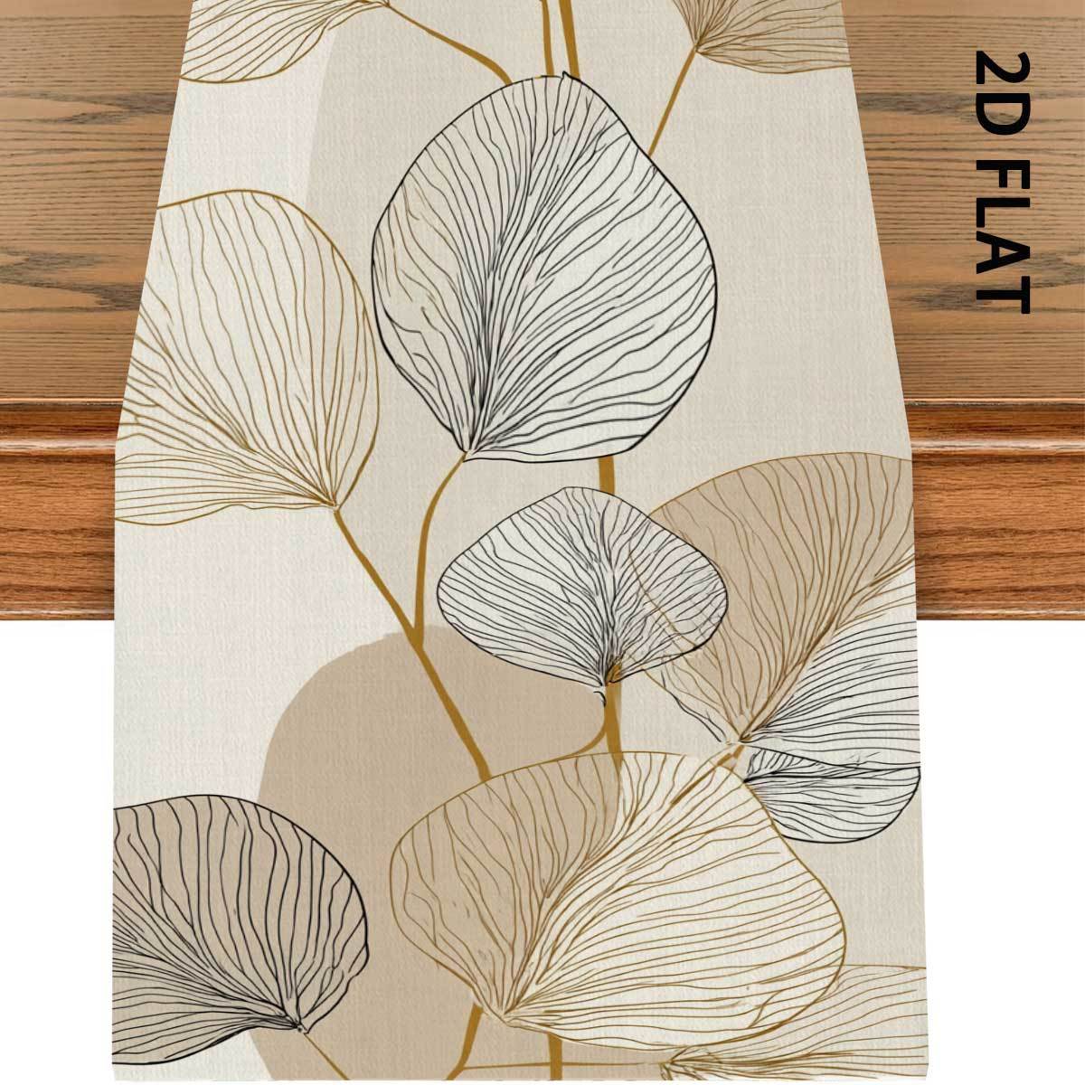 TEMU 1pz Tovaglietta Minimalista con Motivo Foglia di Ginkgo 2D Piatta, Illumina Tavolo da /Tavolino, Materiale Poliestere, Uso , Decorazione per la