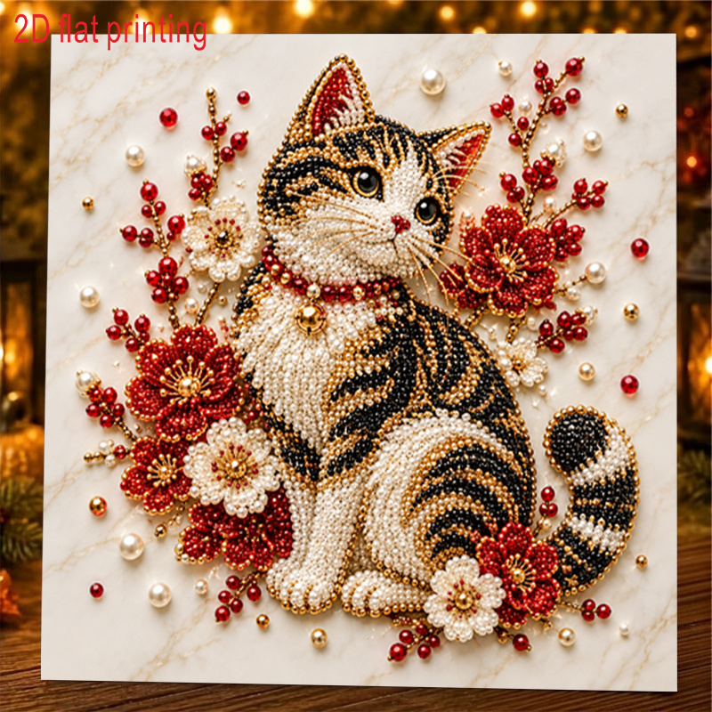 TEMU 1pc, 2d Flat Printing, Pearl Art Diamond Painting Kit Featuring A With A Cluster Of Flowers, An Elegant And Exquisite Handmade . Suitable For ,