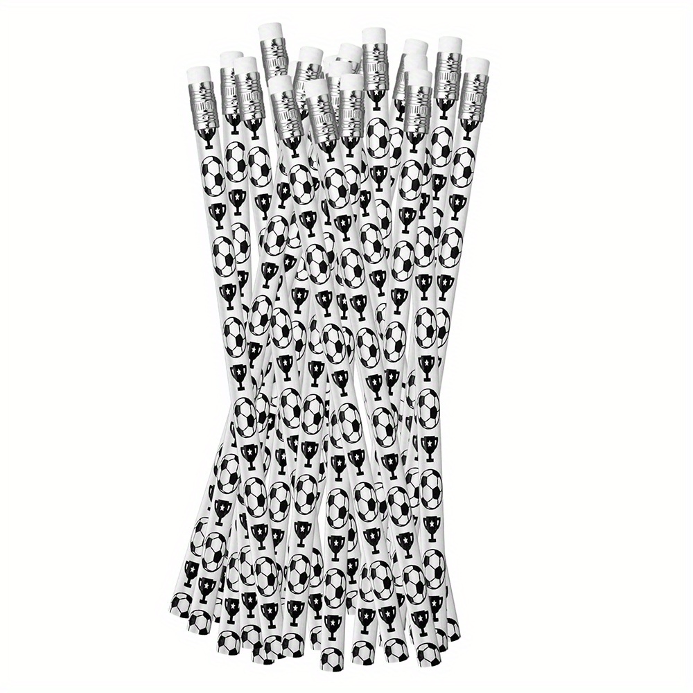 Image of 30pcs Soccer Pencils - Wooden Pencils For Themed Birthday Party Favors, Stationery, Party Reward, Office Supplies