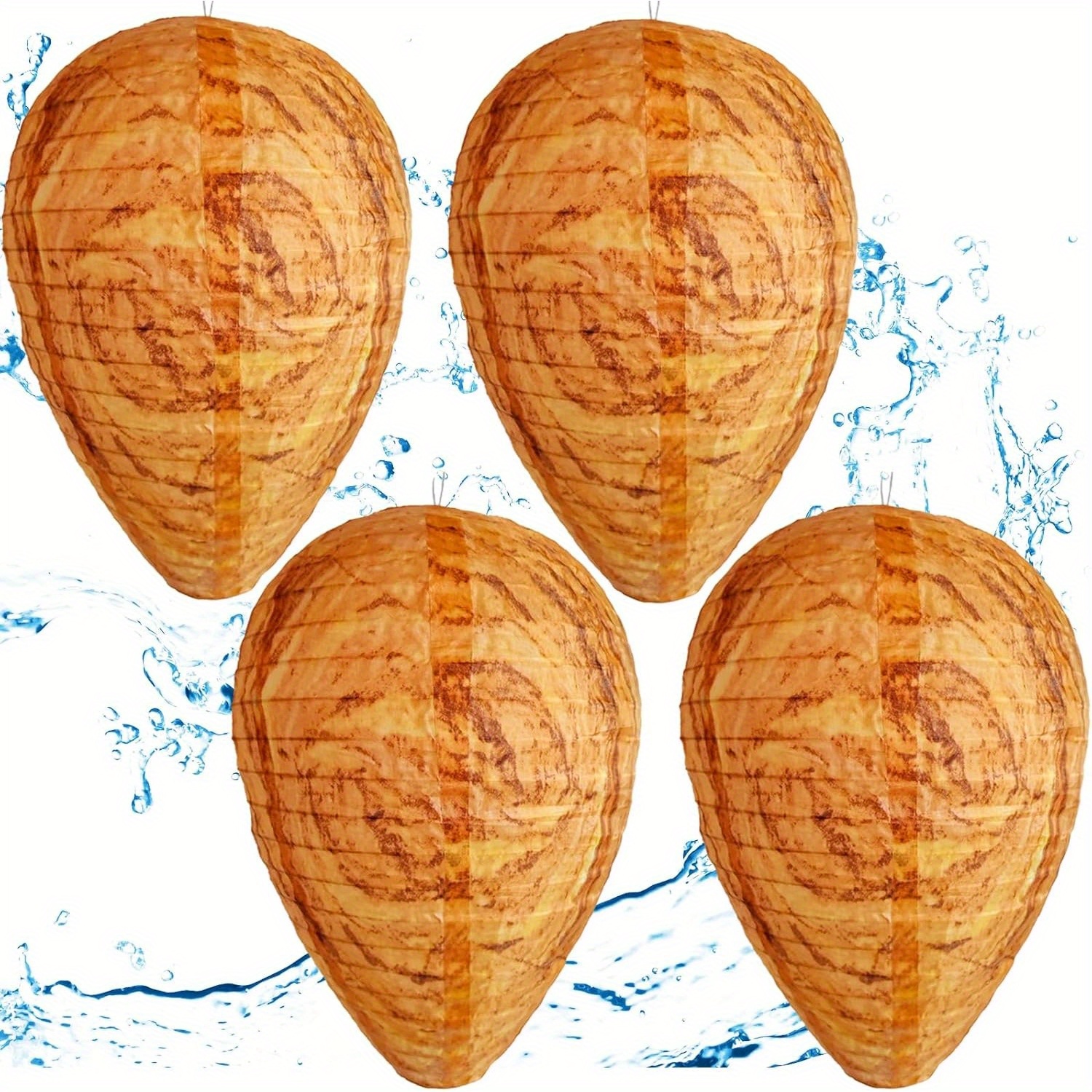 TEMU Wasp Nest Decoy, 4pcs Hanging Fake Wasp Nest Outdoor, Fabric Material Waterproof And Decoys For Patio, Garden, Porch, Deck, Yard