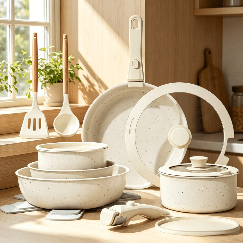 TEMU Set di pentole da 5/16 pezzi per la casa, set completo, staccabile, piatto, per friggere, pentola per il latte, pentola da cucina, per piano a