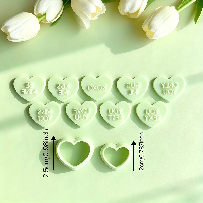 TEMU 11pcs Valentine's Day Heart-shaped Cutter Set For Polymer Clay Earrings, High-precision Tools For Crafts