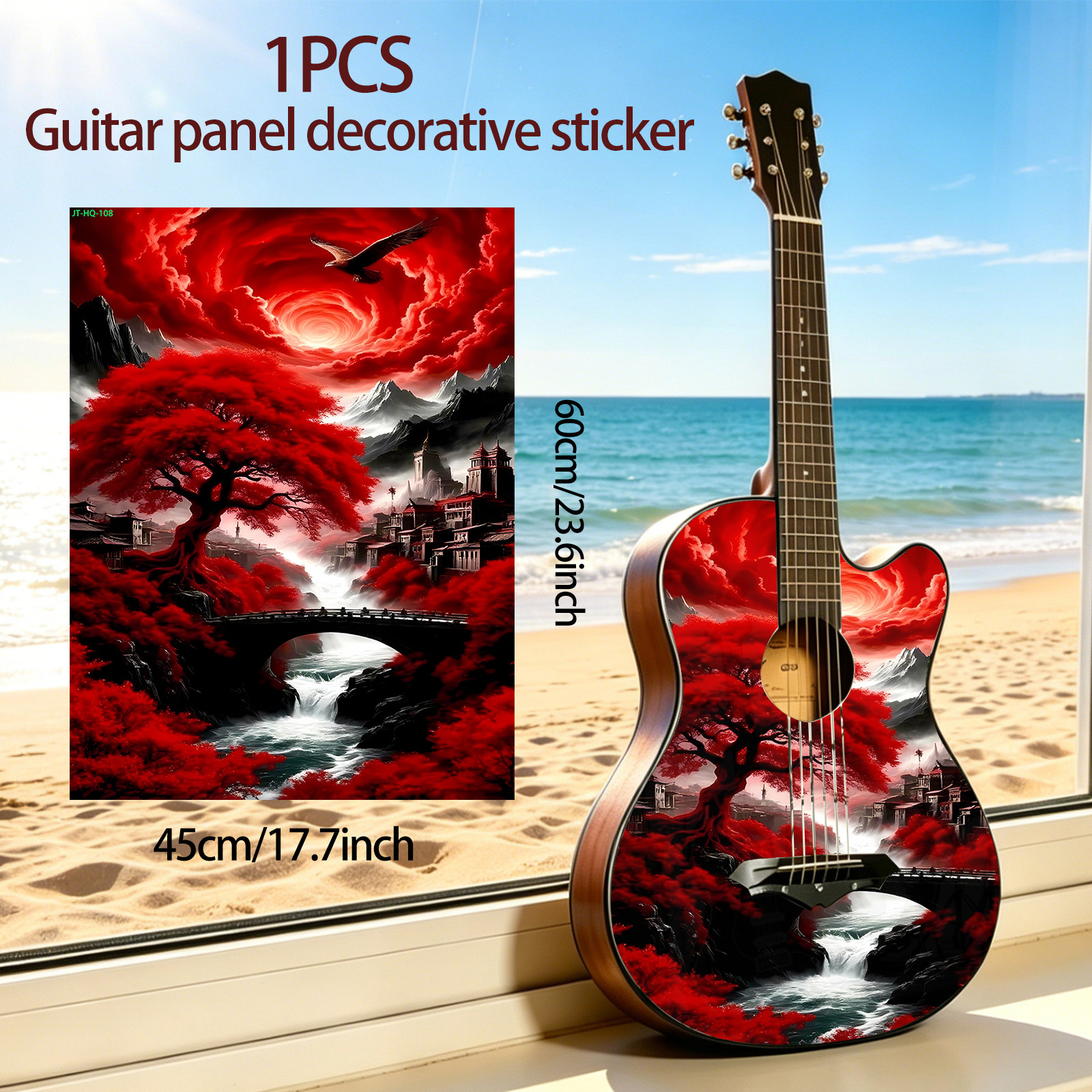 TEMU 1pc Cool Pattern Personalized Guitar Pickguard Sticker, Creative Trendy, Decal, Self-adhesive Wear-resistant, Universal Modification Decoration