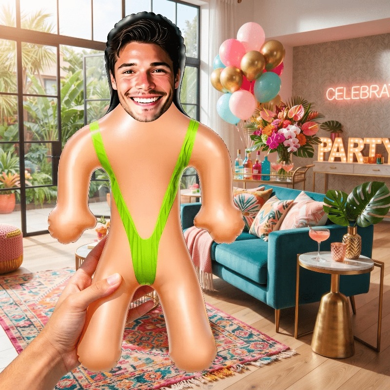 TEMU Personalized Photo Face Balloons - Custom Inflatable Face Dolls Suitable For Pool Parties, Birthday Celebrations, Tropical Beach Decorations,
