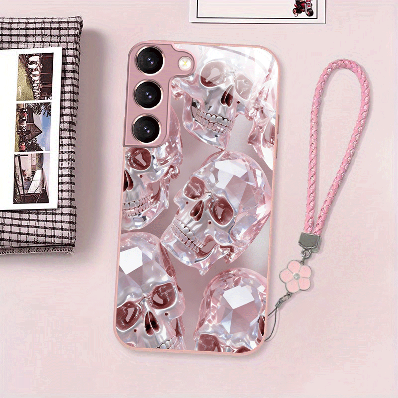 TEMU Phone Case - Transparent Pattern Metallic Glass Case Phone Case Exquisite Luxury Feel Suitable For Galaxy