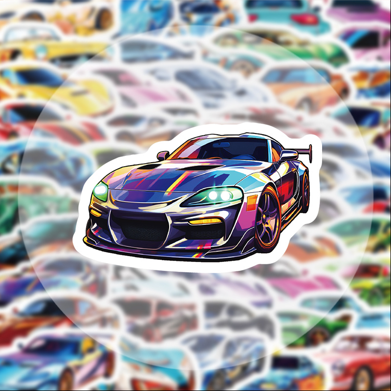 TEMU 50 Racing Car Graffiti Stickers, 2d Flat Stickers, Suitable For Phone Decoration, Party Decoration, Holiday Gifts, 2d Flat