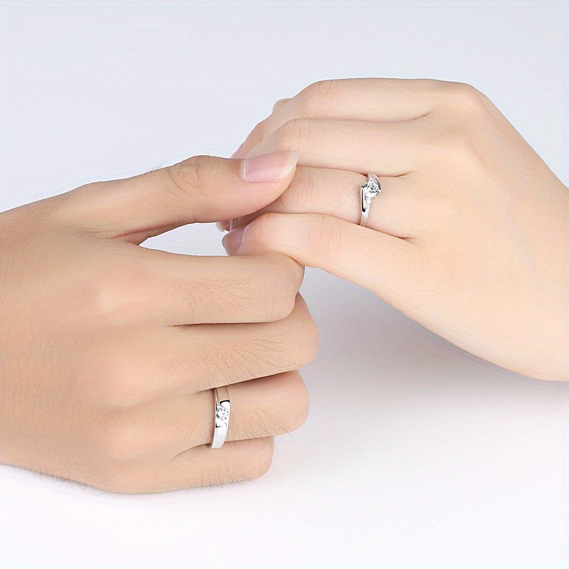 925 Silver 0.5-Carat Moissanite Rings for Couples, Romantic